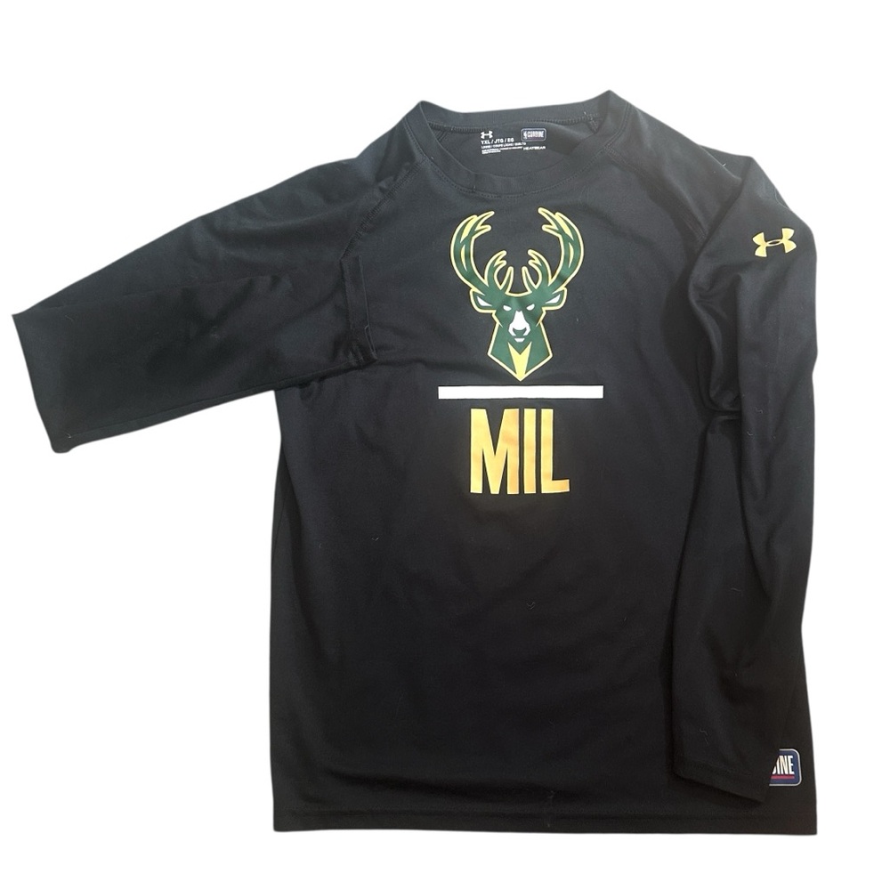 Under Armour Combine Heatgear Milwaukee‎ Bucks Wicking Shirt Youth Boy XL 14/16